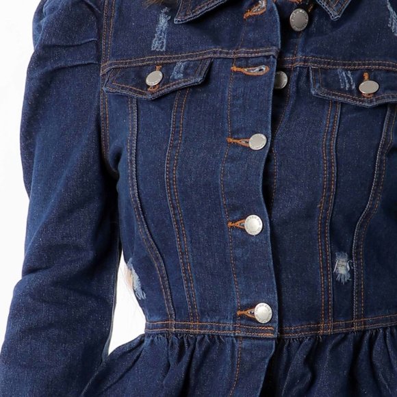💥Distressed Peplum Denim Jacket💥 - Picture 3 of 3